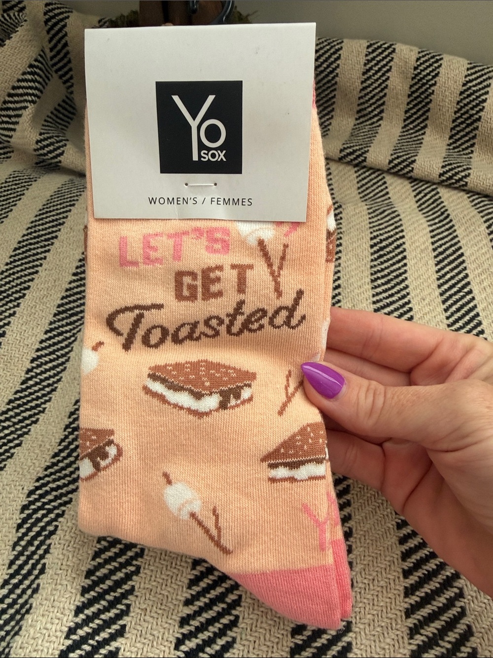 Women’s Peach 'Let's Get Toasted' Novelty Socks